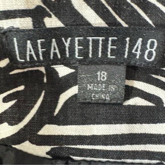 Lafayette 148 Black  White Linen Pencil Skirt Size 18 - Picture 8 of 11